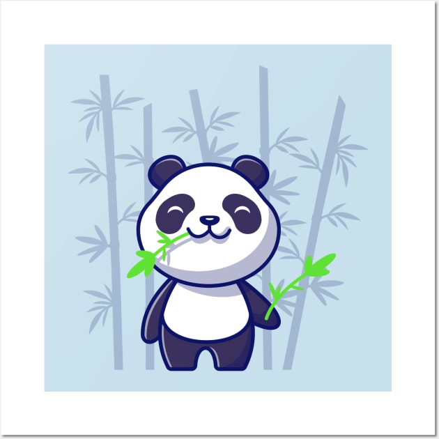 Panda Likes Snacks Wall Art by machmigo